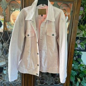 American Eagle pink distressed jean jacket